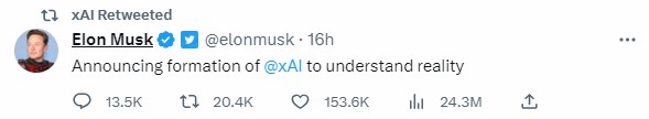 Elon Musk Tweeted The Launch of xAI
