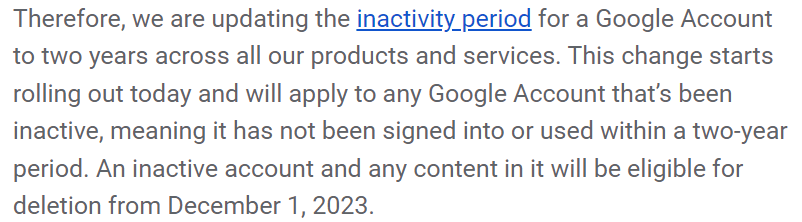 Google Account Inactivity Policy