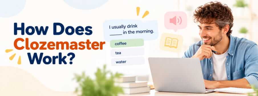 Language learner using Clozemaster sentence exercises